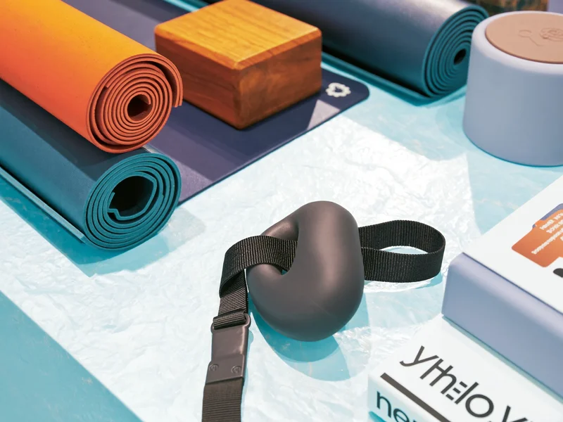Illustrazione di dettaglio: trama e materiali degli accessori yoga